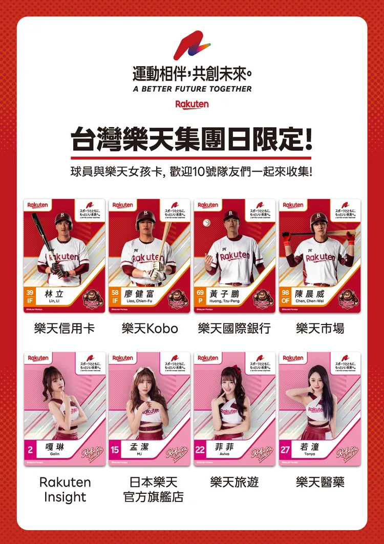 樂天集團日限定球員女孩卡。業者提供