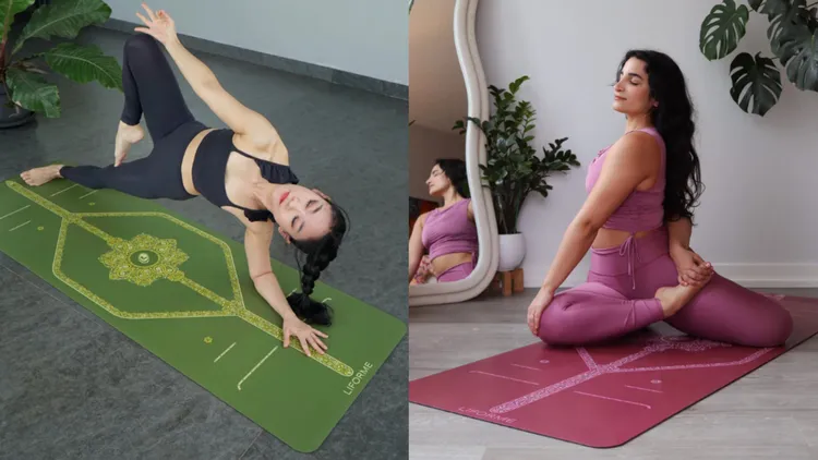 全新LIFORME佩斯利瑜珈墊橄欖綠／魔力紅，各8500元。品牌提供
