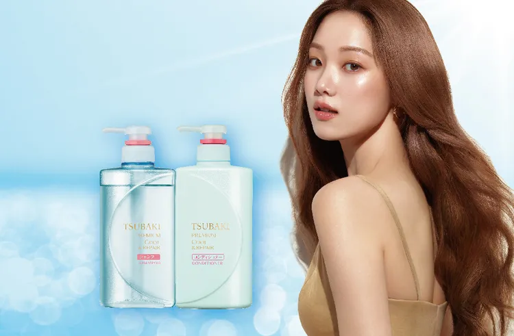 李聖經夏日愛用日本洗護品牌TSUBAKI的瞬亮涼感系列升級版。品牌提供