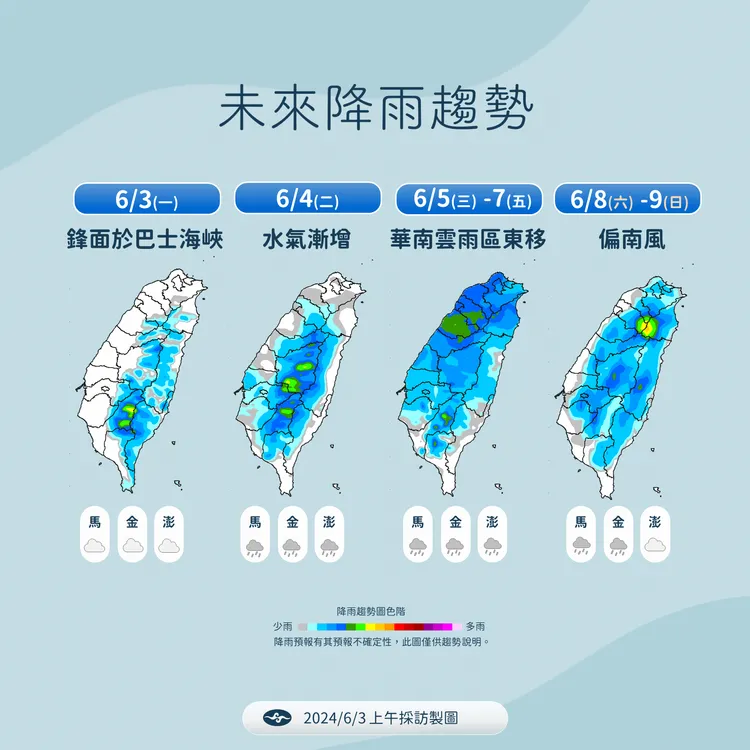 未來降雨趨勢。氣象署提供