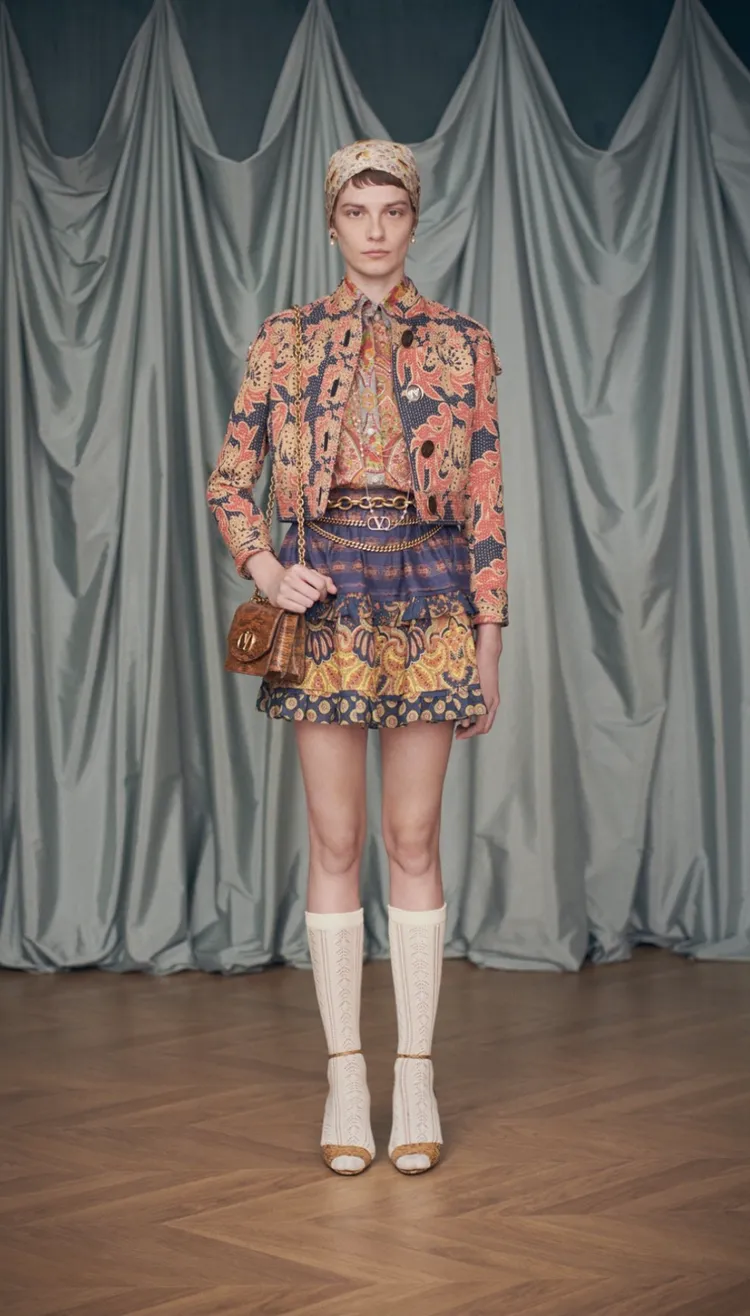 VALENTINO 2025春夏系列以繁複花紋帶出復古美感。翻攝VALENTINO IG