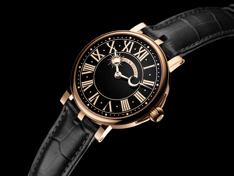 Lang & Heyne Friedrich III Homage Tower Clock Special Edition腕錶，39.2mm，18K玫瑰金錶殼，18K金黑色琺瑯錶盤，鱷魚皮錶帶搭配鯊魚皮革內襯，動力儲存55小時，限量5只，220萬元。品牌提供