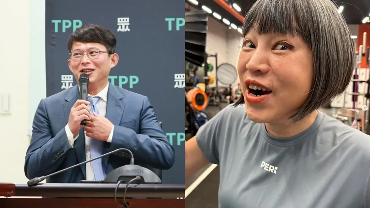 范琪斐（右）專訪民眾黨立法院黨團總召黃國昌，合成圖。左圖資料照、右圖翻攝范琪斐YT