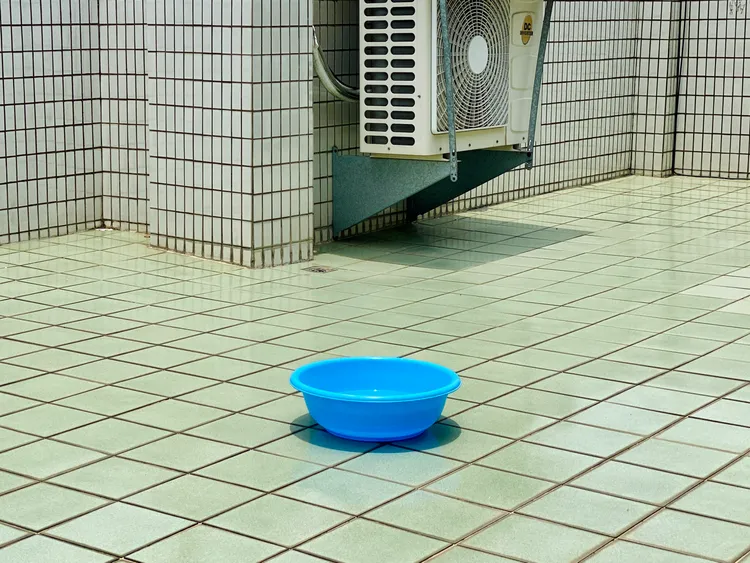 以自來水裝盆或裝桶一半，正午「見天」曝曬15分鐘，便能製造午時水。王志弘攝
