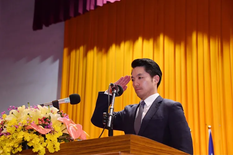 蔣萬安今天主持北市警局長李西河今交接上任典禮。北市府提供