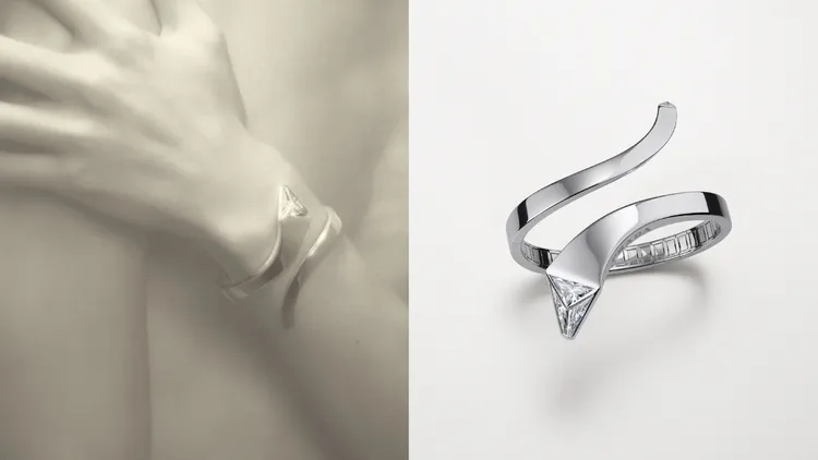 Eternal Gold 18K白金與培育鑽石蛇形手環。品牌提供