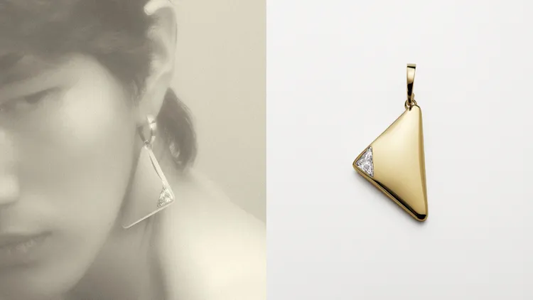 Eternal Gold 18K黃金與培育鑽石掛飾單耳環。品牌提供