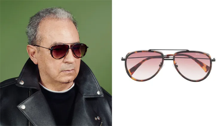 A.P.C.日本製咖啡色飛行員款墨鏡，1萬4500元。品牌提供