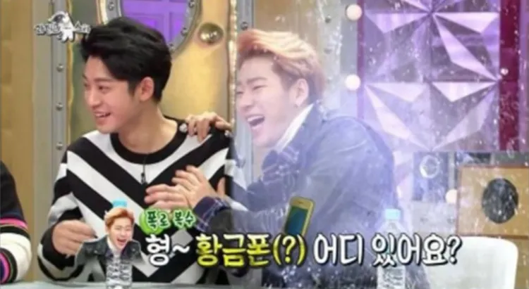 ZICO（右）曾在《Radio Star》提到鄭俊英的「黃金手機」。翻攝MBC