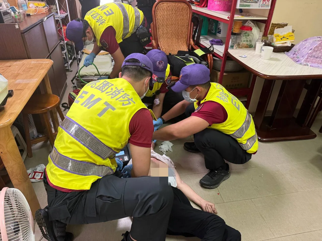 警消救護。大園警分局提供