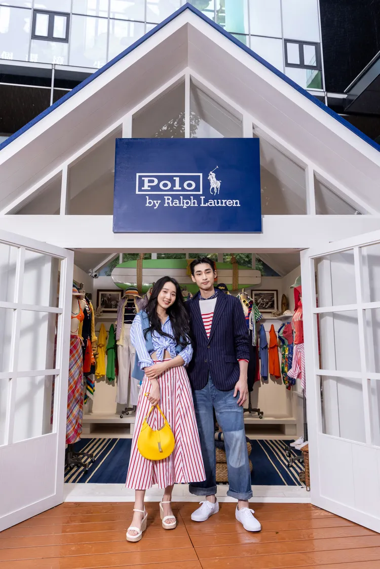 李沐（左）與章廣辰現身POLO RALPH LAUREN快閃裝置。品牌提供