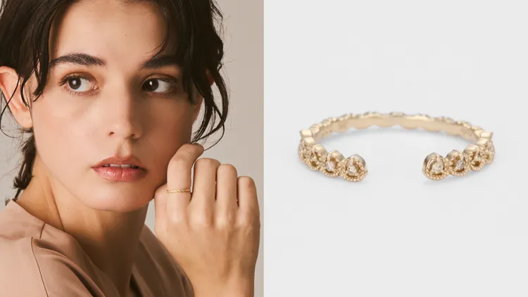 10K與鑽石C型戒，1萬4700元。品牌提供