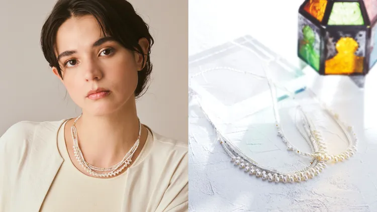 夏季系列的項鍊以白色漸層為底並擁有多種戴法。品牌提供