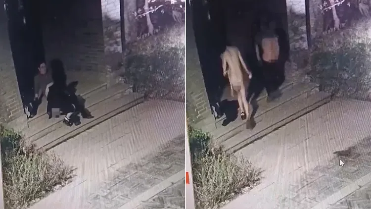 男女當街性愛過程不到5分鐘，當時正好無人行經。翻攝自X