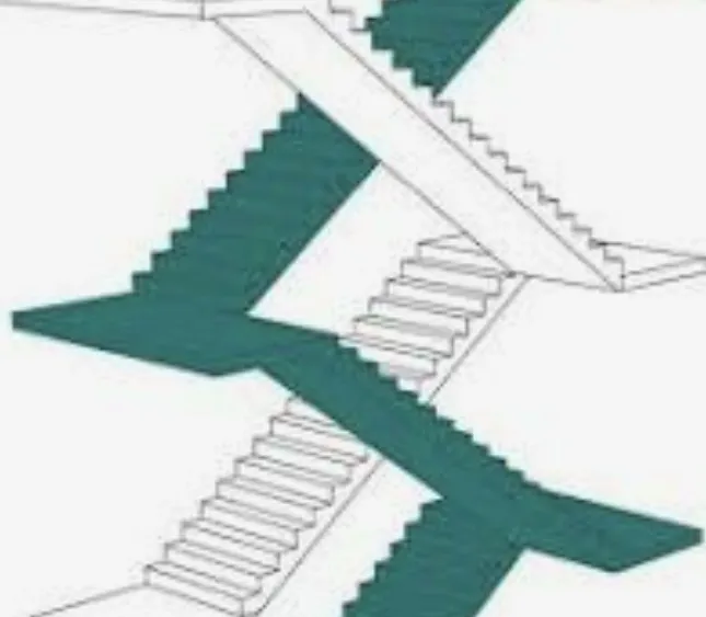 剪刀梯樓層相通。翻攝自網路