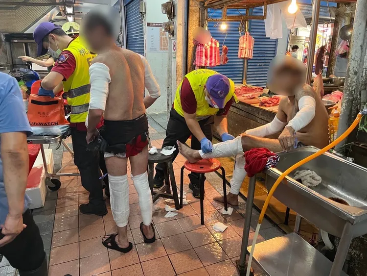 現場兩名男子受傷。大溪警分局提供