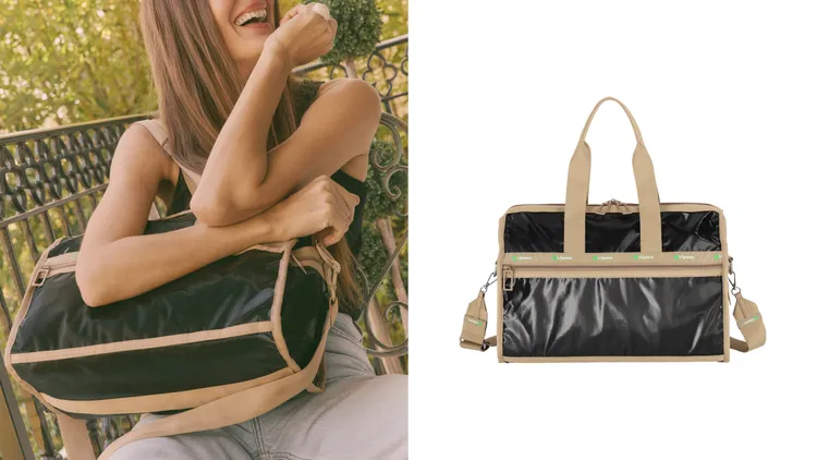 50周年閃耀黑中型旅行袋，7600元。品牌提供