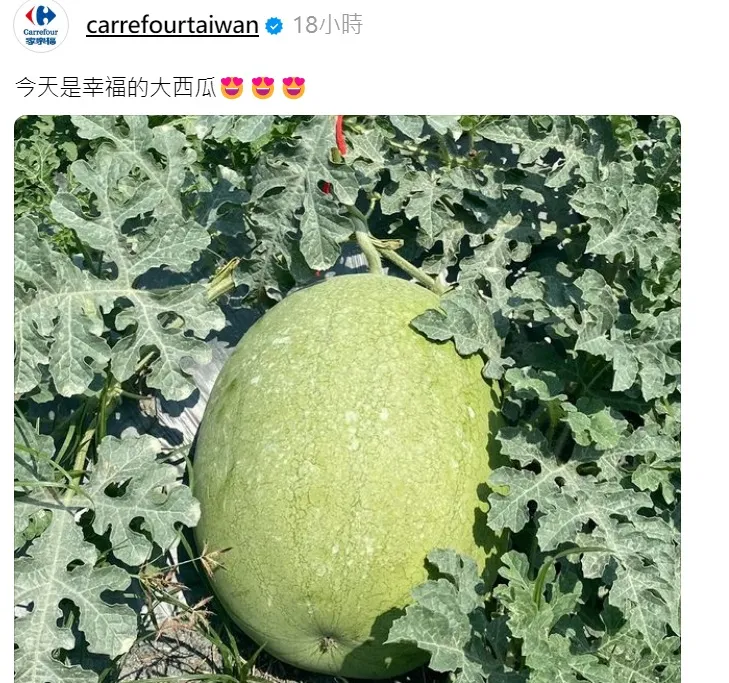 家樂福發文「今天是幸福的大西瓜！」。翻攝自家樂福threads