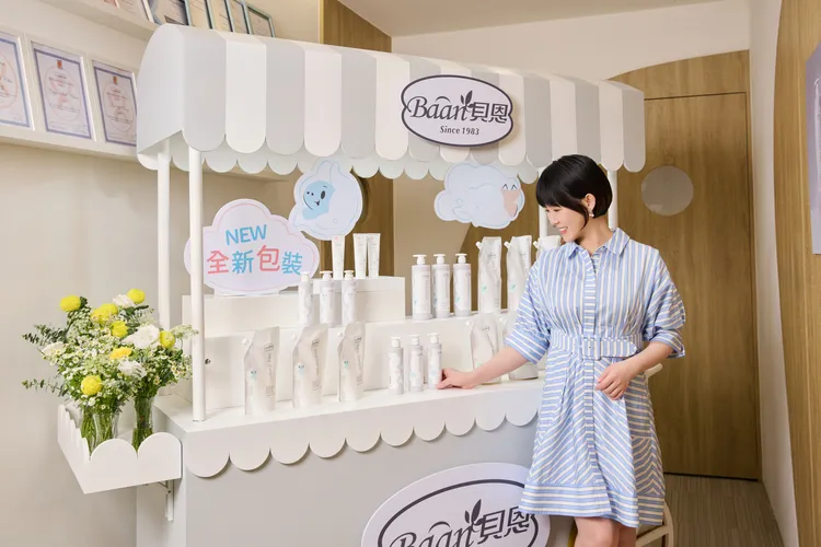 新手媽咪孫可芳很愛用貝恩嬰兒系列。品牌提供