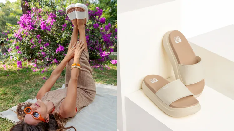 鞋款擁有圓弧鞋緣及增高厚底設計。品牌提供