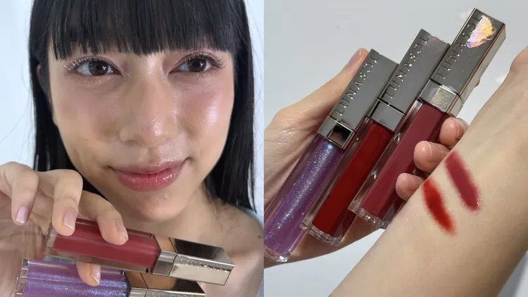 晶巧艷光亮唇釉，（右圖上至下）#EX01、#EX02、#EX03，各1350元。張家玲攝