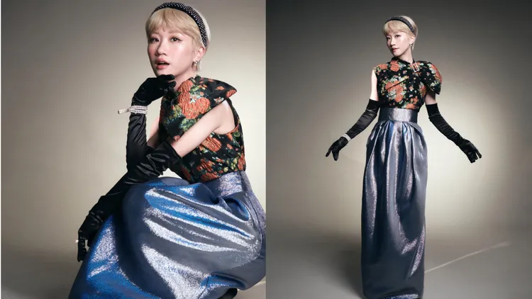 Lulu穿著KHOON HOOI的復古禮服。品牌提供