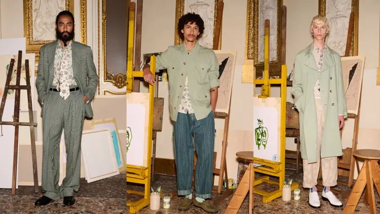 Paul Smith 2025春夏男裝系列大量注入溫柔淺綠色調。品牌提供