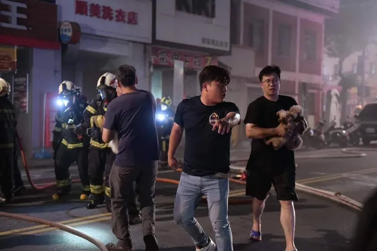 民眾幫忙搶救受困火場的毛小孩。民眾提供