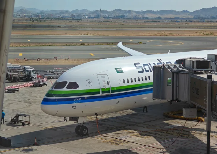 波音787夢幻客機客艙提供更舒適的艙壓和濕度。田欣雲攝