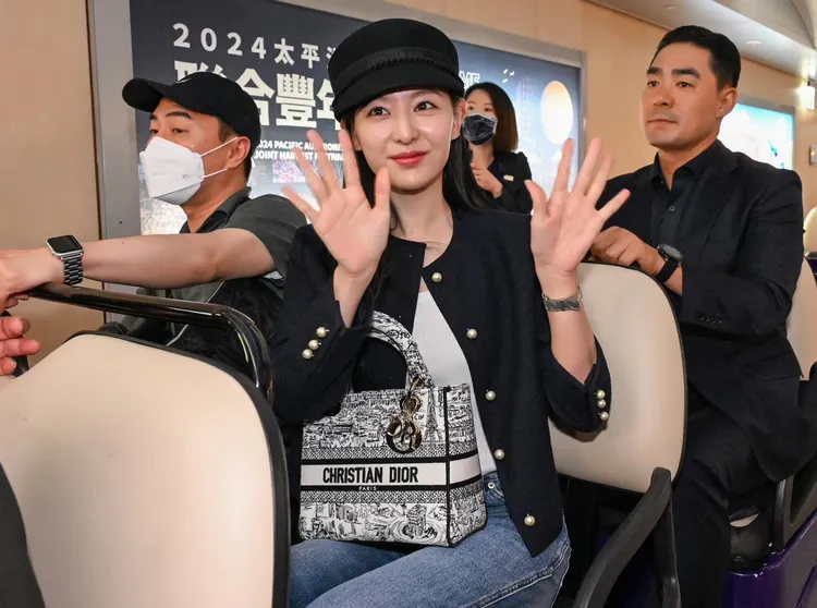 金智媛昨日提前抵台。桃園機場記者聯誼會提供