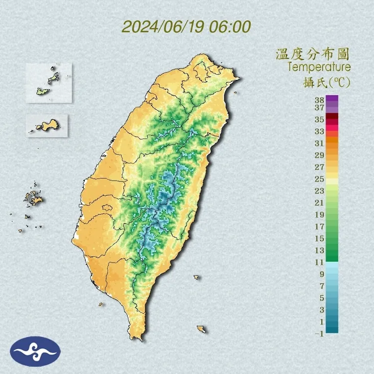 各地高溫約32到35℃，天氣悶熱。氣象署提供