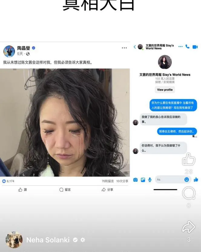 陶晶瑩曬出假新聞。翻攝陶晶瑩臉書