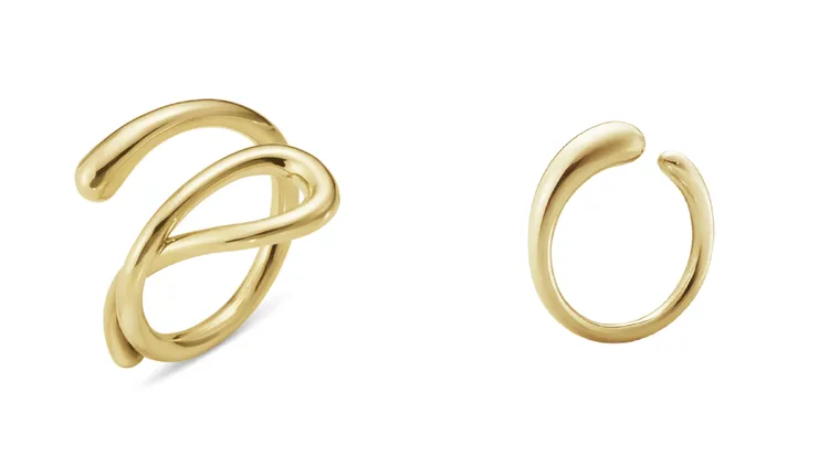 喬治傑生Mercy 18K黃金戒指（左圖）7萬800元、（右圖）3萬8100元起。品牌提供