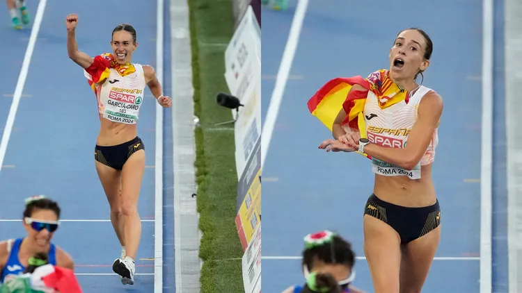 西班牙競走女運動員賈西亞卡蘿樂極生悲。美聯社