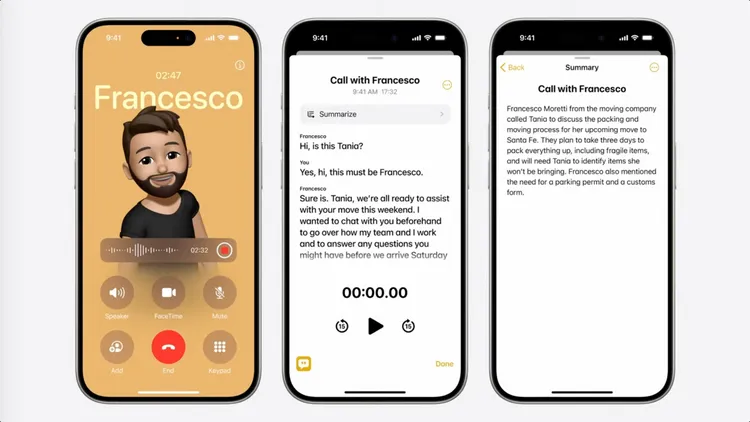 Apple Intelligence支援錄音重點整理。翻攝蘋果YouTube。