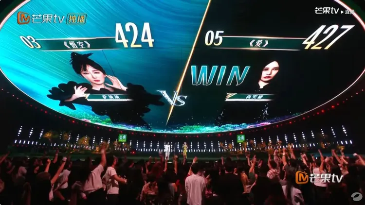 年度乘風席位搶先直播夜由尚雯婕險勝薩頂頂。翻攝湖南衛視芒果TV官方頻道YT