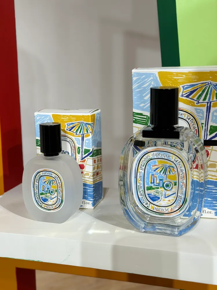 Diptyque限量夏日系列暖陽淡香水（右）100ml／5200元、髮香噴霧（左）30ml／2150元。張家玲攝