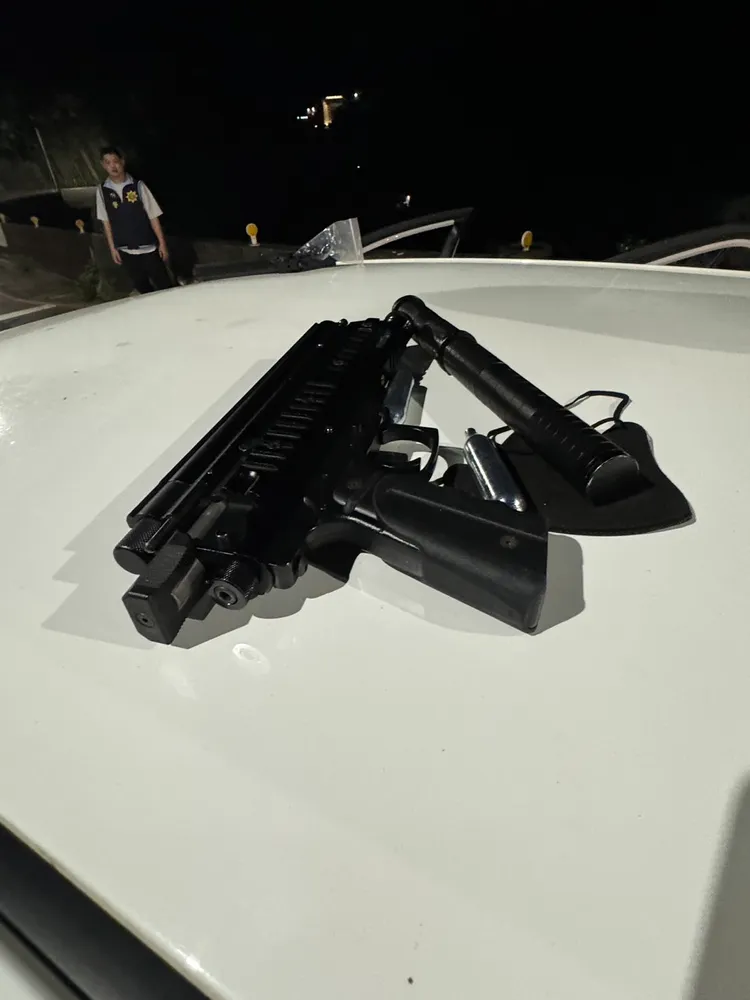 林嫌犯案所持空氣槍。翻攝畫面