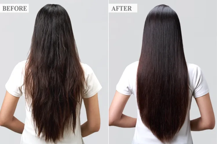 ▲ 使用前頭皮油膩扁塌，使用後髮根蓬鬆、髮絲有光澤。