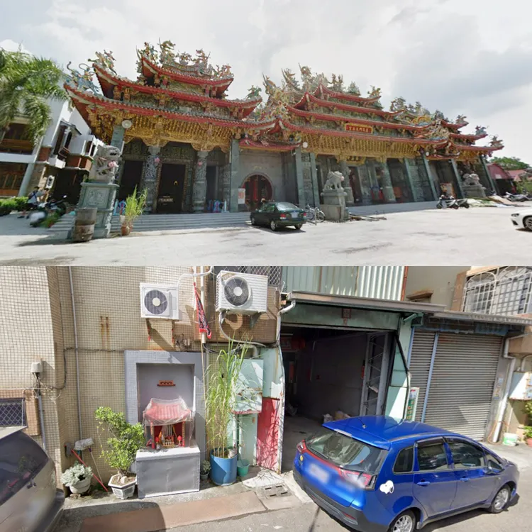 台南玉旨武玄壇（下圖）與鹿耳門天后宮（上圖）的外觀規模。翻攝Google Maps