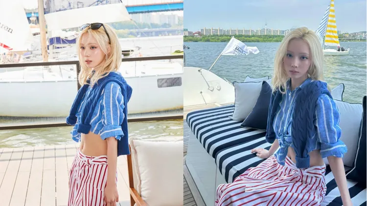 Winter以條紋、條紋的單品組合穿出度假感。翻攝Winter IG