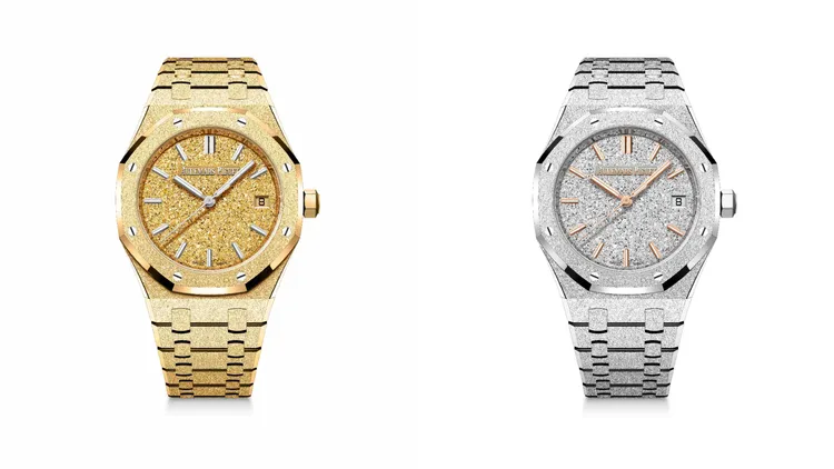 Royal Oak皇家橡樹自動上鍊霜金腕錶，34mm，5800自動上鍊機芯，200萬5000元。品牌提供