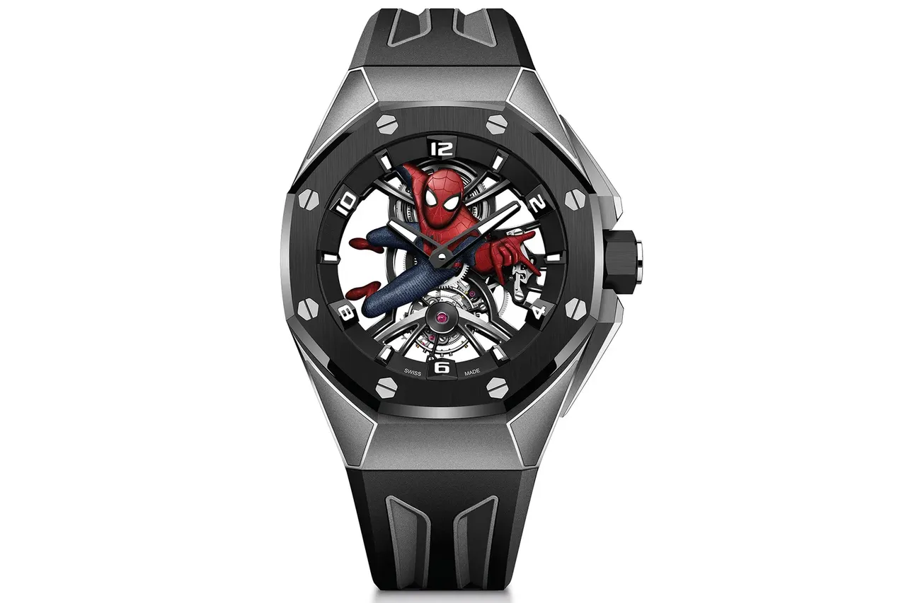 Royal Oak Concept皇家橡樹概念系列陀飛輪Spider-Man限量腕錶，42mm，2974自動上鍊機芯，19萬5000法郎（約704萬元台幣）。品牌提供