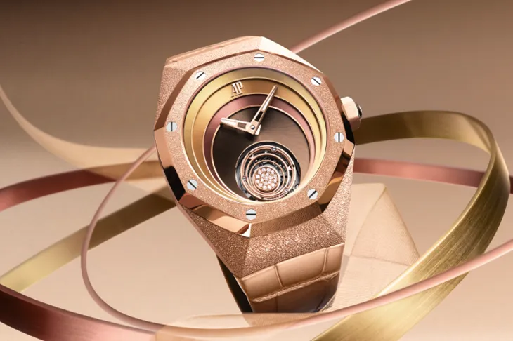 Royal Oak Concept皇家橡樹概念系列飛行陀飛輪Tamara Ralph限量版腕錶，38.5mm，2964自動上鍊機芯，限量102只，17萬7000元法郎（約639萬元台幣）。品牌提供