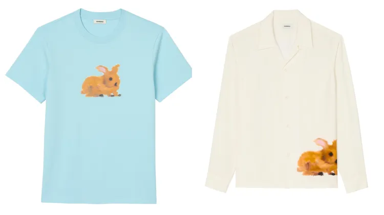 亞洲地區限定WILD ANIMALS兔子短袖上衣（左）4190元、兔子長袖襯衫9490元。品牌提供