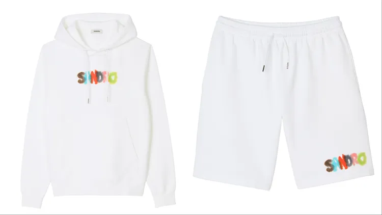 WILD ANIMALS 白色連帽上衣8590元、白色短褲7290元。品牌提供