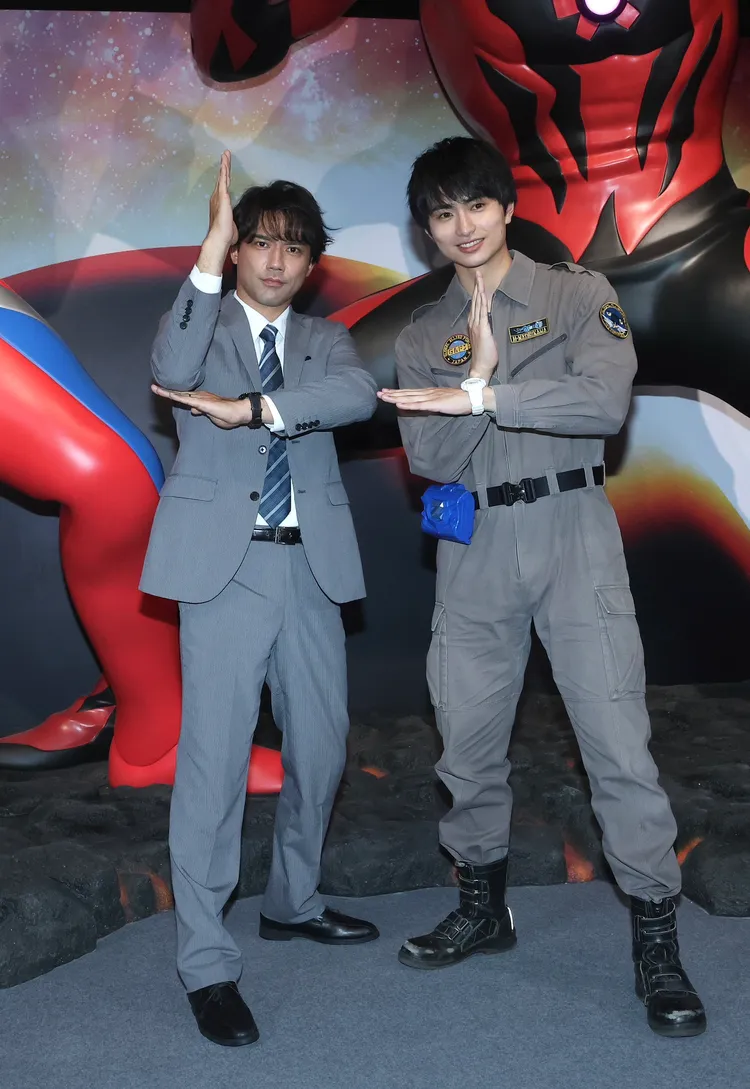 「傑洛」小澤雄太（左）、「傑特」平野宏周都希望來台拍《超人力霸王》番外篇。彭欣偉攝