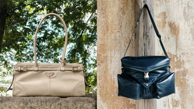 PRADA Soft Lux皮革肩背包（左）9萬元，Soft Lux皮革肩背包（右）10萬5000元。品牌提供