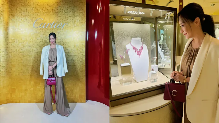 關穎欣賞卡地亞在日本明治紀念館舉辦的高級珠寶展。