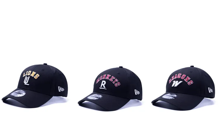 NEW ERA X CPBL DRAFT2024統一獅（左起）、樂天桃猿、味全龍，各1480元。品牌提供